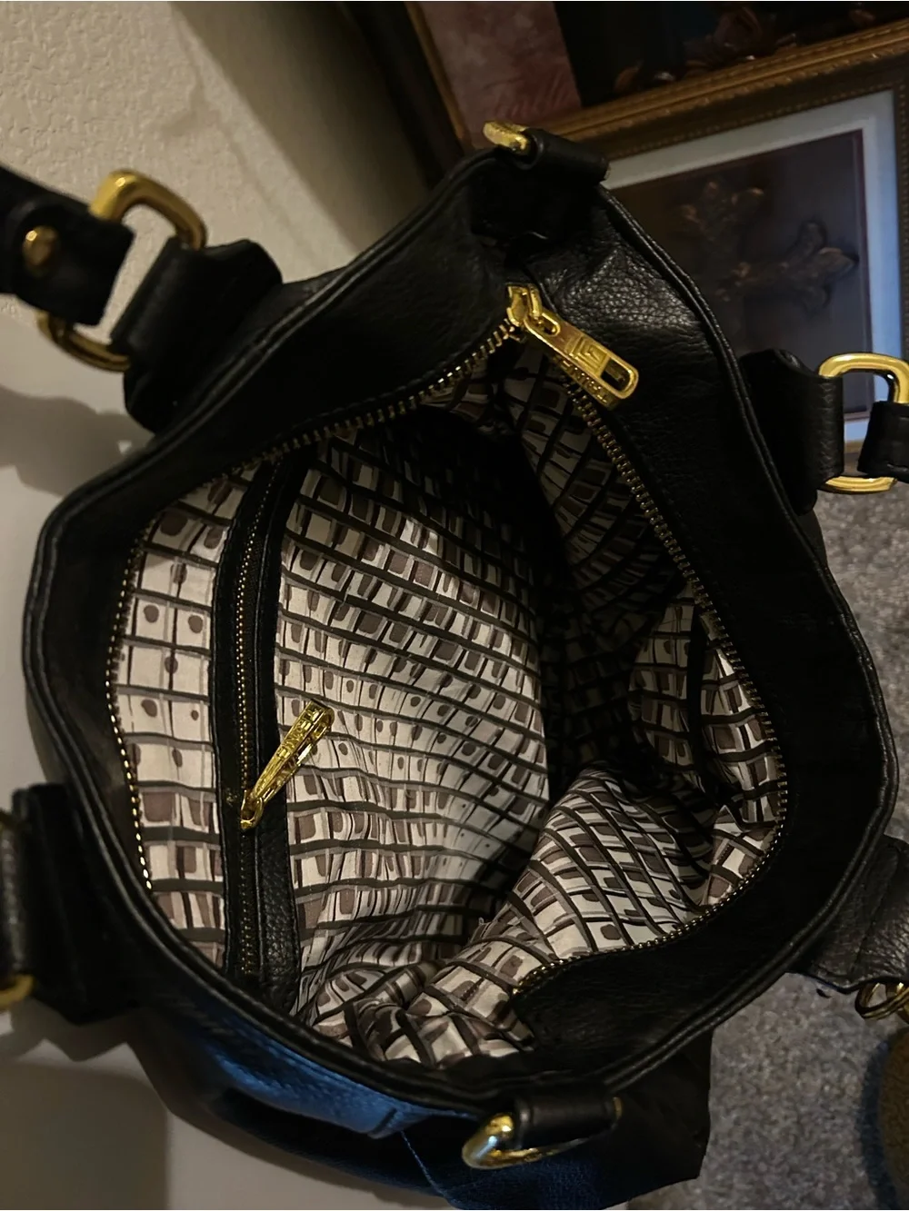 Trina Turk Black Shoulder Bag with Gold Hardware